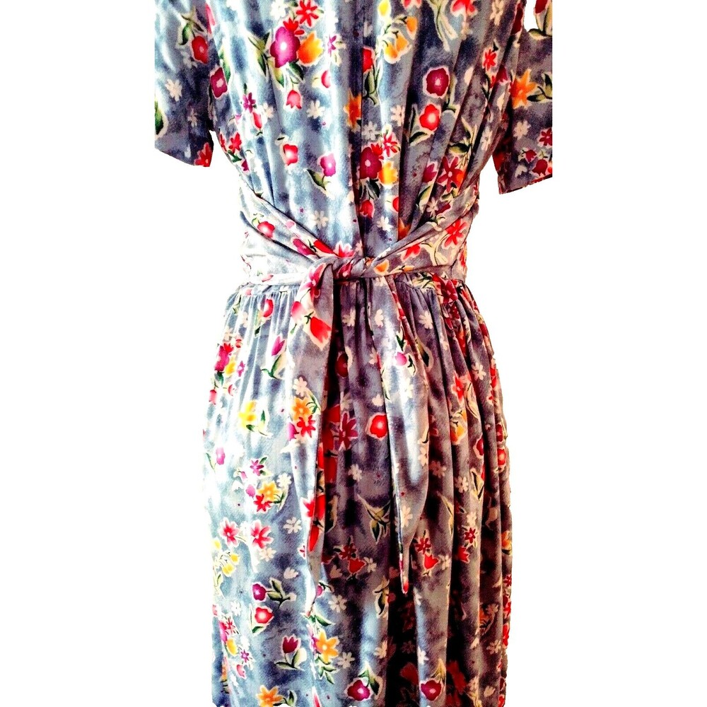 Vintage KC Spencer. Dress 10 Blue Floral Modest Tie Cottage Garden Core Prairie - Picture 3 of 6